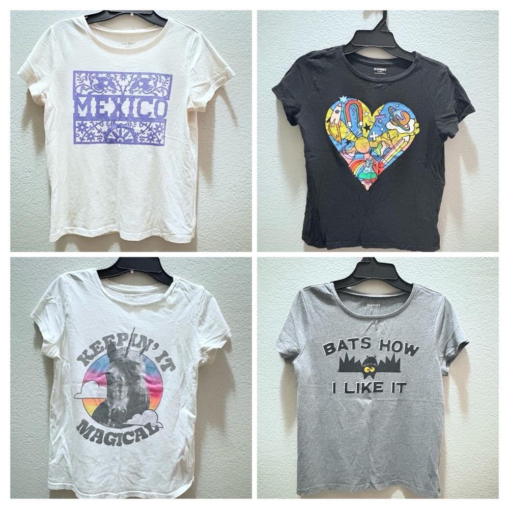 4 pre-owned old navy big girls graphic T-shirts size XL (14-16)